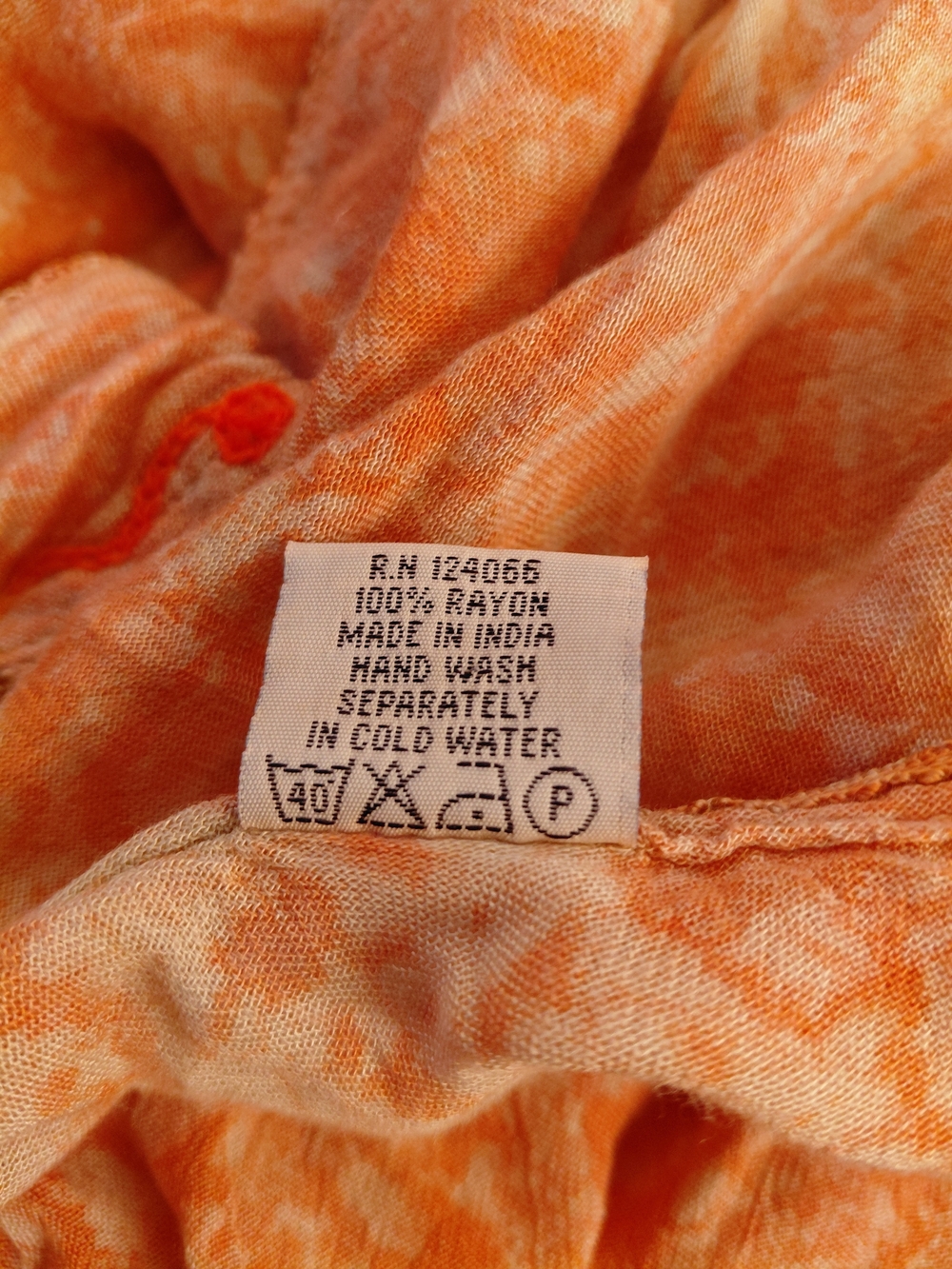 Vintage Shoreline Bohemian Orange 100% Rayon Embroidered Dress S/M - Picture 3 of 9